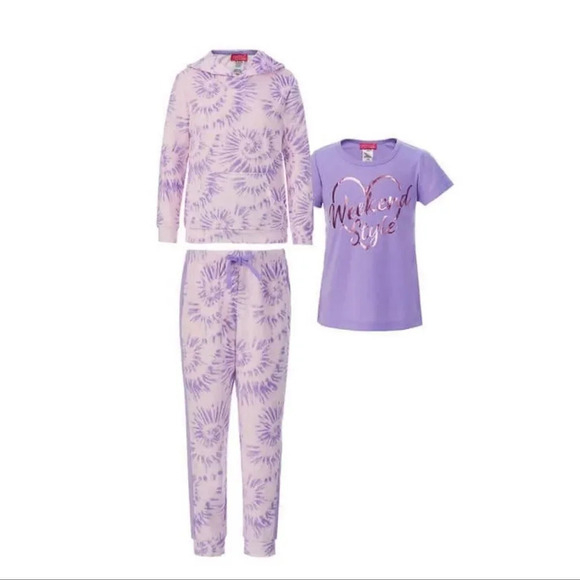 #4 Saint Eve Youth 3-piece Set, Pink & purple size Medium 10/12 Pajamas Tie Dye - Picture 1 of 9
